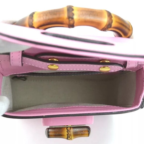 Auth GUCCI Bamboo Crossbody Shoulder Bag Backpack Pink Leather - Picture 13 of 15
